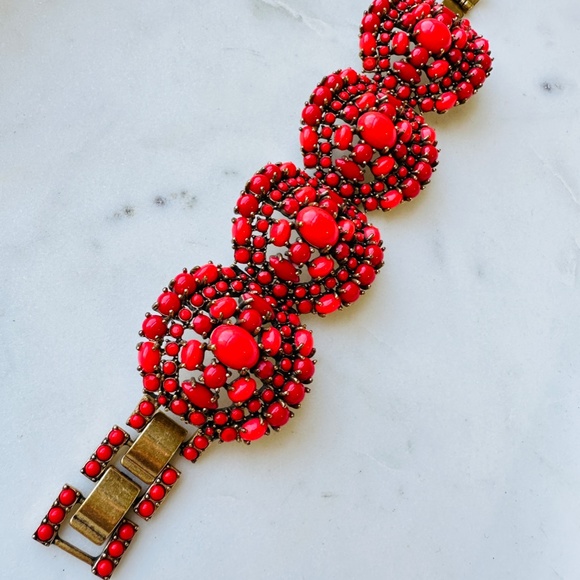 Stella & Dot  |  Statement Bracelet Cabochon Orange & Red - Picture 4 of 7